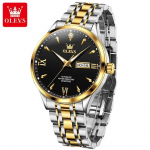 OLEVS Automaatne Mehaaniline &Auml;rikell Meestele Veekindel Lihtsus Roostevabast Terasest Rihm Meeste K&auml;ekell Kalender Kingitused kuld/must