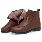 Mood Talvine soe pehme nahast l&uuml;hikesed saapad K&auml;sitsi valmistatud naiste pehmed lamedad kingad Mugavad libisemisvastased vabaaja k&uuml;ljet&otilde;mblukuga poolsaapad 36(Foot23cm)