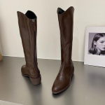 Naiste Saapad L&auml;&auml;ne Keskmise Kontsaga Kingad Naistele Terava Ninaga Jalatsid Talv P&otilde;lvini Ulatuv S&auml;&auml;s Punk Pikk Stiilse Y2k PU-ga 35