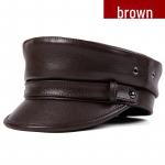 Unisex Ehtsast Nahast Kapteni M&uuml;ts: Harley Retro Punk Mootorratta Saksa Barett. L (55-56cm) pruun