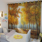 P&otilde;hjamaade maastik K&otilde;rge varjuline kardin Lumi M&auml;gi Roheline Mets P&auml;ikeseloojang Lilled Hotell Magamistuba Elutuba Lahe Pimendav kardin Uus W55 X H120cm X 2&HOOK