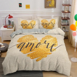 3D Armastus S&uuml;damega Kuningas Kuninganna Tekikott S&otilde;brap&auml;eva Kingitus Voodipesukomplekt T&uuml;drukutele Naistele Paaridele Pehme Pol&uuml;ester Tekikott Kodutekstiil US Twin 173x218cm