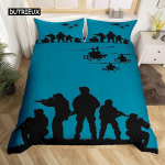 S&otilde;durikate komplekt Armee p&uuml;ssi kuulipilduja voodipesukomplekt poistele Missiooni all Armee voodipesu S&otilde;jaline pol&uuml;ester tekikate 140x200cm 3pcs blue