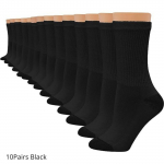 Meeste topeltkindlad puuvillased sokid, pehmed niiskust imavad sokid, 10 paari One Size must