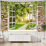 Aken Maastikuvaibad Kaunistamiseks 3D Romantiline Lillede Gobel&auml;&auml;n Kodumaal Ps&uuml;hhedeelsed Metsvaibad Seinariide W150xH100cm