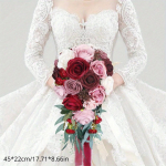 1 tk Vesitilga kunstsiidist lilledega pulmakimbud pruudile Pulmakimp Pulmakimp Boho pulmatseremoonia aastap&auml;eva kaunistamiseks burgundiapunane