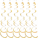 V&auml;rvilised keerlevad dekoratsioonid s&uuml;nnip&auml;evaks, aastavahetuseks, halloweeniks, pulmadeks, aastap&auml;evaks, koolil&otilde;petamiseks ja peoks PVC-kile ja plastkangadega 1 pack of 6 kuldne