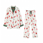 Naiste mustriga puuvillane pidžaamakomplekt pikkade varrukatega, s&uuml;gistalvine naiste magamisriided, 2 tk, p&uuml;kstega, &uuml;herealine pidžaama&uuml;likond naistele XS