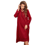 Naiste &ouml;&ouml;s&auml;rgid, pikkade varrukatega ruuduline avar kleit &Ouml;&ouml;riided mugavad pidžaamad keskmise pikkusega magamisruumid vabaaja koduriided L punane