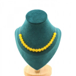 Pierres et Min&eacute;raux. Collier 20 perles Agate jaune 8 mm. Chaine en acier inoxydable Collier femmes, hommes. Taille personnalisable.
