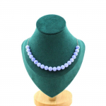 Pierres et Min&eacute;raux. Collier 20 perles Agate crazy lace bleu 8 mm Chaine en acier inoxydable.