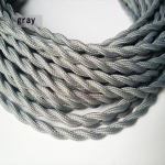 0,75mm*2 soonega elektriline vaskjuhe vintage keerutatud kangasjuhe kootud 2 soonega tekstiiljuhe ripplambi juhe Edisoni valgustus 30M hall v&auml;rv