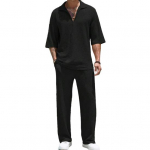 2 tk/komplekt Meeste vabaaja riietus, rev, pikkade varrukatega topid, elastne v&ouml;&ouml;koht pikad p&uuml;ksid, &uuml;hev&auml;rviline reisijate stiilis komplekt L pruun