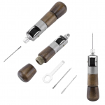 DIY Handmade Leather Hand stitching Tool Sewing Kit Lock Stitch Awl 2 Needles Wrench