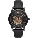 Emporio Armani AR60012 Sport Classic Luigi Must sihver Nahkrihm Meeste k&auml;ekell 43 must