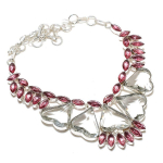 White Topaz, Kunzite Handmade 925 Sterling Silver Gift Jewelry Necklace 18 a5z93