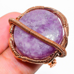 Lepidolite Handmade Copper Wire Wrap Jewelry Ring Size 7 n0k08