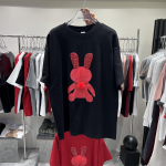 Cartoon Rabbit Print puuvillane T-s&auml;rk &ndash; suvine naiste vabas vormis l&uuml;hikeste varrukatega topp