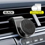 L-kujuline magnetiline autotelefoni hoidik, 360&deg; p&ouml;&ouml;ratav, tugev 5 magnetiga kinnitus &otilde;huava jaoks, &uuml;li&otilde;huke disain Black