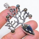 Natural Labradorite Gemstone 925 Sterling Silver Jewelry Pendant 2.96 m7d33