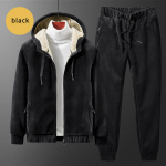 Meeste pl&uuml;&uuml;s ja paks komplekt Soe moodne vabaaja jope + p&uuml;ksid, spordi&uuml;likond 2XL must