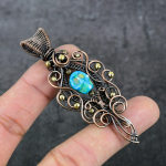 Mosaic Jasper Handmade Copper Wire Wrap Jewelry Pendant 2.96 t0n82