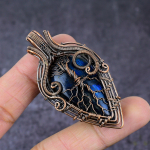 Blue Labradorite Handmade Copper Wire Wrap Tree Of Life Pendant 2.56 y3e16
