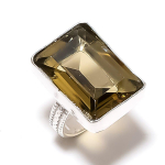 Natural Smoky Quartz Gemstone Handmade 925 Sterling Silver Jewelry Ring S.9 l0z02
