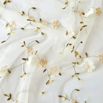 1TK Lilledega tikitud t&uuml;llkangas laudlinad Lilleline v&otilde;rk kardinad Kingituste pakkimine V&otilde;rkniit Lillepood 130x50cm valge