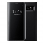 Coque pour samsung galaxy note 8, clear view flip coque cover mince translucide miroir housse - noir