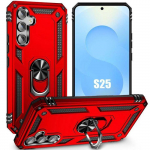 Coque pour samsung galaxy s25 - booling - protection bumper antichoc avec anneau rotatif - rouge