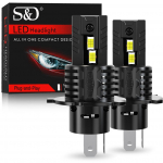 2 tk Canbus H4 LED esitule pirnid kaugtuli l&auml;hituli 25000LM auto mootorratta tuled 24 tk 3570 CSP Turbo LED vasktoruga lambid auto mootorratta esituli 12V 6500K