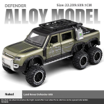 1/24 M&otilde;&otilde;tkava Suur Land Rover Defender 6x6 Super Maastikuauto Sulamist Valatud Mudelauto Heli ja Valgusega Laste M&auml;nguasi S&uuml;nnip&auml;evakingitus Lastele valge