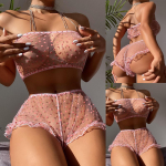 Naiste mood Seksikas kaheosaline &uuml;likond, juhtmevaba rinnahoidja, seksikas alusp&uuml;ksid S roosa