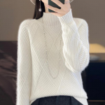 Naiste ka&scaron;miirist sviiter Qinghe ka&scaron;miir 30% ka&scaron;miir 70% vill s&uuml;gis-talvine ka&scaron;miir pullover pehme ja soe XL valge