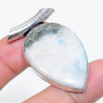 Natural Larimar Gemstone Handmade 925 Sterling Silver Jewelry Pendant 1.81 o0q94