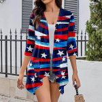 Naiste mustriga ebaregulaarne kolmveerandvarrukatega kardigan taskujakiga S