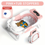 Kokkupandav beebivann - Kaasaskantav beebivann reisimiseks, libisemiskindel ja vastupidav, ujuv padi, ideaalne beebitarve vasts&uuml;ndinust v&auml;ikelapseni roosa