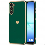 Coque de Protection - BOOLING - Samsung Galaxy A17 5G/4G - Silicone Antichoc Motif C&oelig;ur - Vert Nuit
