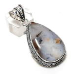 Natural Dendrite Opal Gemstone 925 Sterling Silver Jewelry Pendant 2.13 z8y02