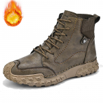 Meeste k&auml;sitsi valmistatud mustriga nahast mugavad pehme sokiga poolsaapad s&uuml;gistalvised meeste saapad 46