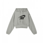 Nike Sportswear Logo Vabaaja Mugav L&uuml;hike Kapuutsiga S&auml;rk Naiste kapuutsid Tumehall Must FV7778-063 S