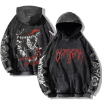 Meeste Berserk Hupparid Gootilise Prindiga Vintage Pesuga Huppar Hip Hop T&auml;navariided Puuvillased Dressipluusid Harajuku Vabaaja Huppariga Pullover S gray