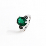 925 sterling h&otilde;bedast s&otilde;rmus suur kivi Loodud ovaalne 10*12mm smaragd nano Vintage peen ehted Naiste pulmapidustusteks Kingitus US RING SIZE:7#