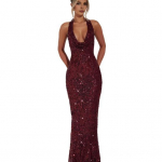 Naiste l&auml;bipaistev v&otilde;rk-maksikleit s&auml;delevate litritega, l&auml;bi n&auml;htav halter-pikk kleit, s&uuml;gava V-kaelusega, seljapaljastava kehakontuuri j&auml;rgiva kleidiga, seksikad peoriided L kuldne