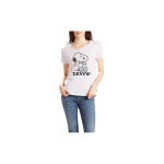 Levis Karikatuuritr&uuml;kiga &Uuml;mmarguse Kaelusega Kitsa L&otilde;ikega L&uuml;hikeste Varrukatega T-s&auml;rk Naistele Valge 17369-0337 S