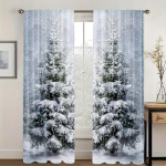 2 tk Luksuslikud J&otilde;ulukardinad Lumememme ja Kuuse Mustriga Elutuppa, Magamistuppa, Kabinetti, Kodu Dekoratsiooniks, P&uuml;hade Kodu Dekoratsioon W50H130(CM)x2pcs&HOOK
