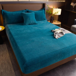 Sametine madratsikate Voodilina Padi Kaitsja Talvine Soe Pehme King Queen Tepitud Voodi Pinguldatav Laken 140/150/160/180x200cm Dekor 140x200x25cm blue