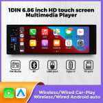 6,86-tolline 1Din Carplay Android Auto Autoraadio Multimeedia Video MP5 M&auml;ngija BT FM Stereo USB Type-C Pistikuga Autoradio Without CarPlay must