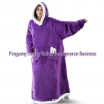 Naiste eriti pikk flanellist j&otilde;ulup&uuml;jama hommikumantlikomplekt vertikaalsete taskutega - paks, soe ja k&uuml;lmakindel Single Pocket, Length 90cm, With Hood 120cm